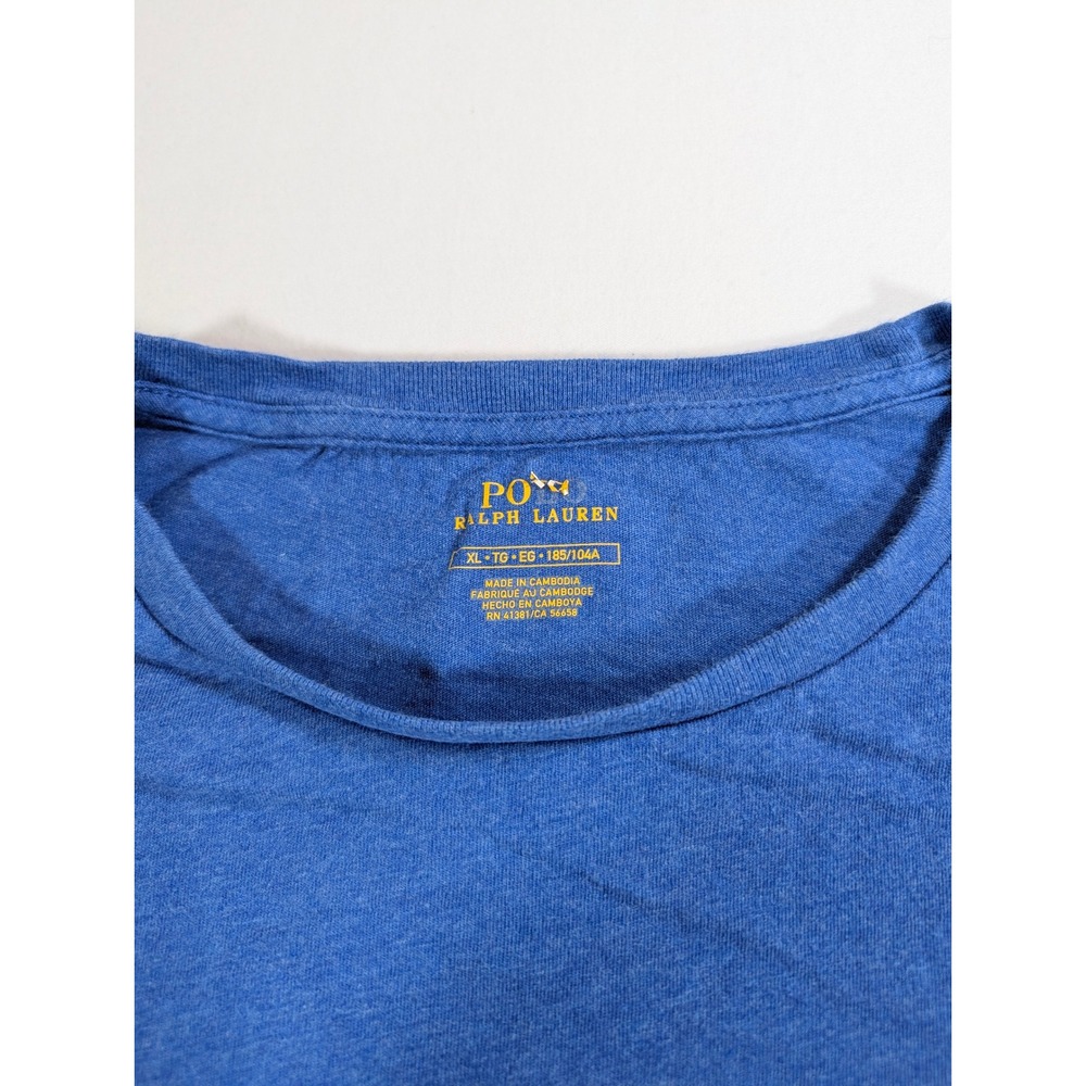 Polo Ralph Lauren Mens XL Blue Heather Short Sleeve Pony Logo T-Shirt Stained - Picture 2 of 8